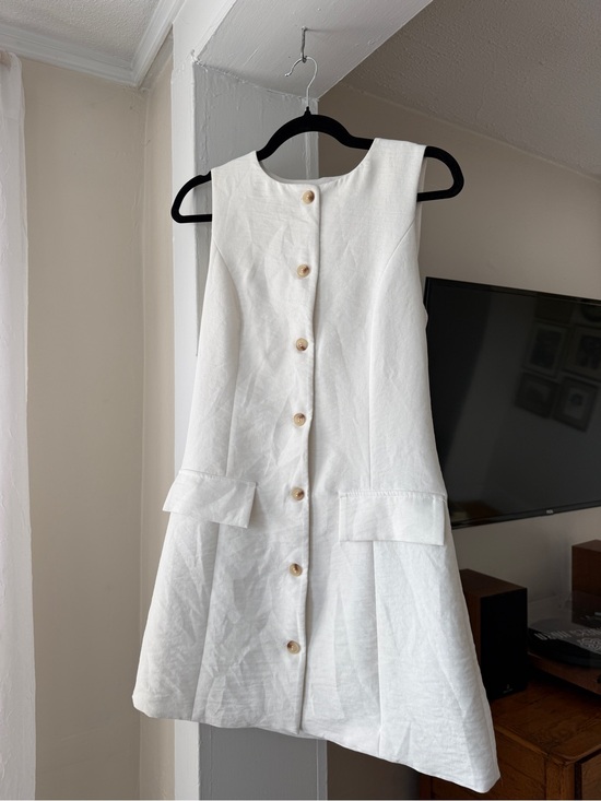 Sincerly Jules Dresses & Skirts - Sincerely Jules White Linen Blend Button Front Mini Dress | Medium